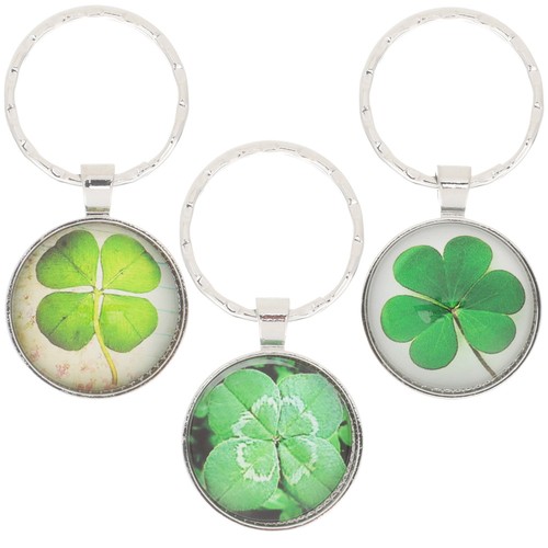 3 Pcs Four Leaf Ring Charm Keychain Cute Braided Pendant - Picture 10 of 12