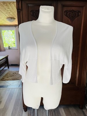 Jäckchen Cardigan Jacke Kurz von Comma Weiß Gr 36 38 Sehr Gut Erhalten