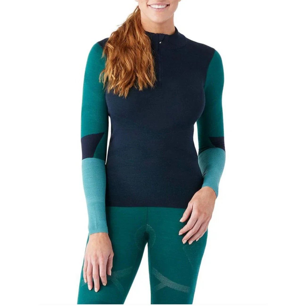 Smartwool Women's Intraknit Thermal Merino Base Layer Colorblock 1/4 Zip Size S