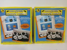 Vintage 1992 Sun Hill HALLOWEEN Window Paints W/Stencils~NIB~Made In USA