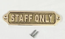 Solid Brass Staff Only Door Sign Plaque 13x3.5cm Screw Fixing | Office Access