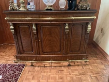 Large Vintage Maitland Smith Inlaid Marble top Pub Bar EUC