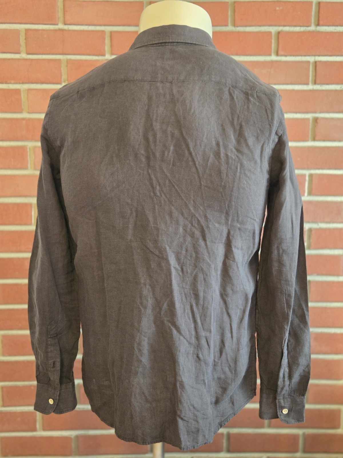 Faherty Long Sleeve Button Front Collared Linen G… - image 5