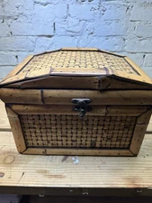 Wooden Decorative Storage Trunk Leather Treasure Chest Box