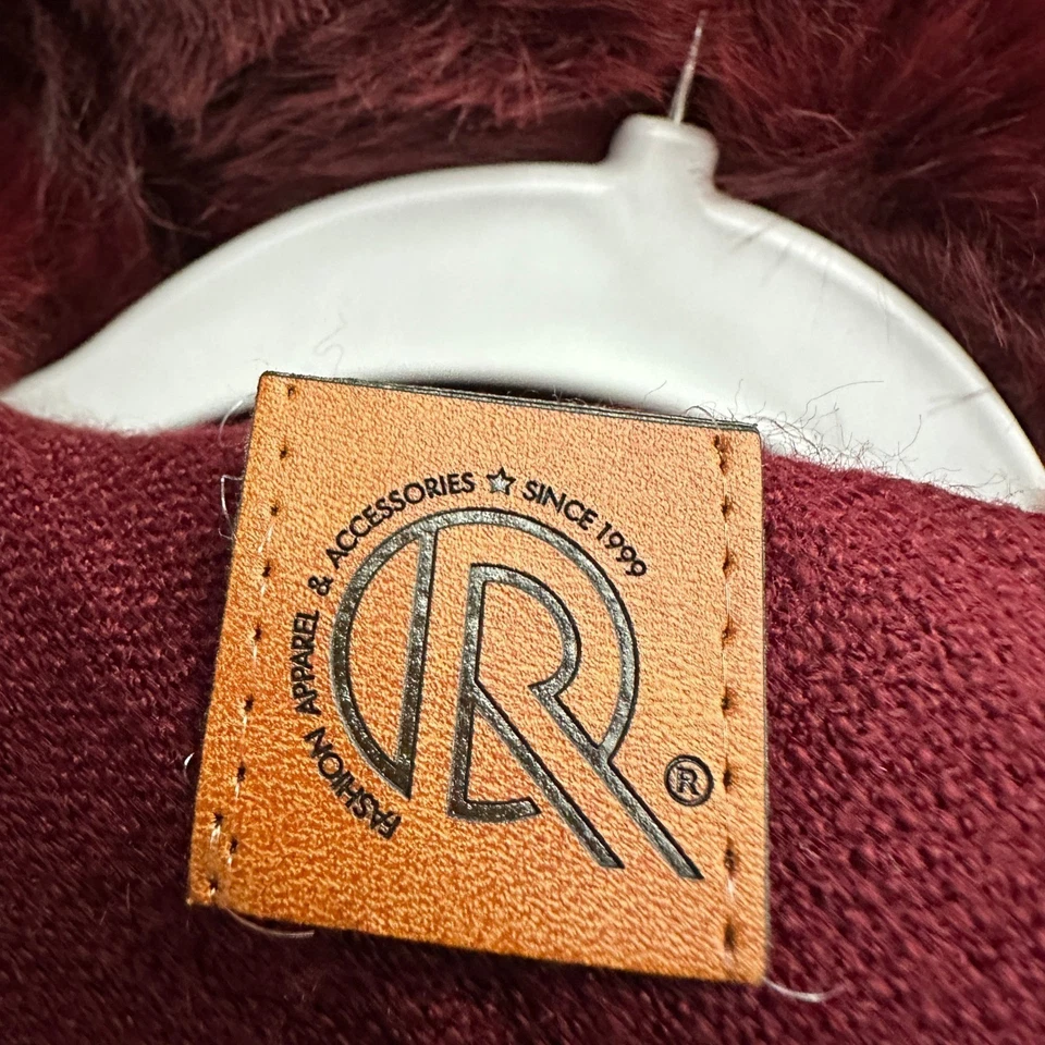 Poncho para mujer Luxe Old Money ribete de piel sintética talla única terciopelo borgoña glamour Foto 3 de 4