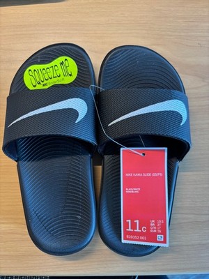 Nike Kids Kawa Slides, Black/White, Size 11c, 819352-001 Brand New w/TAG