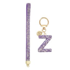 Initial Letter Z Keychain for Women Rhinestone Alphabet Keychain, Purple