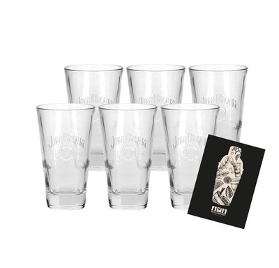 NEU Jim Beam 6 x Longdrink Glas mit Aufdruck 2cl und 4cl geeicht - Füllmenge: c