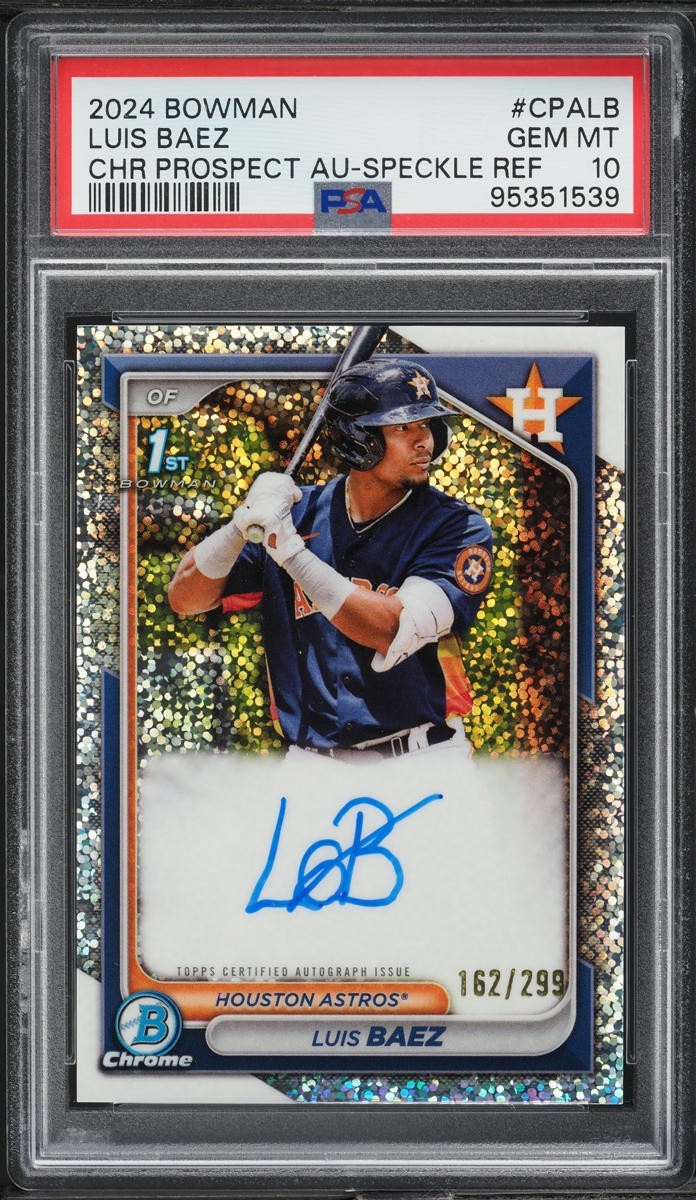 Luis Baez 2024 Bowman Chrome Speckle Refractor /299 1st PROSPECT AUTO PSA 10 🔥