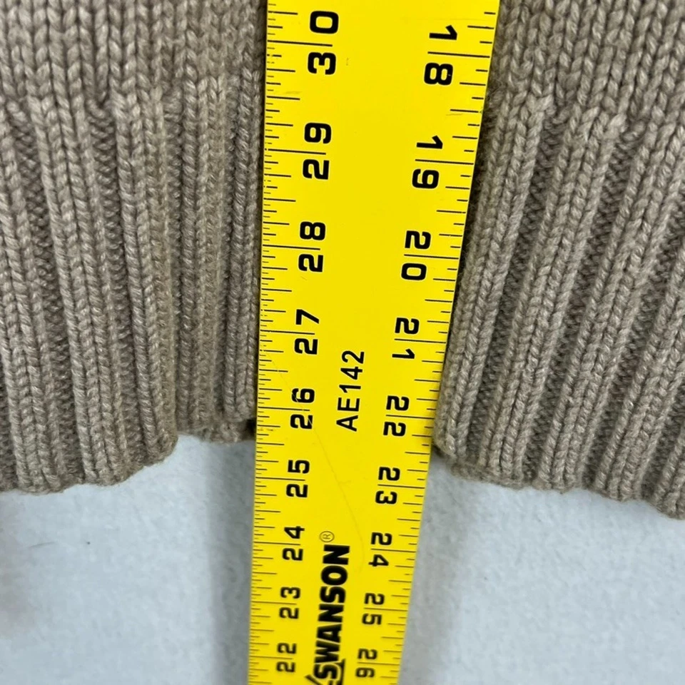 Suéter Aqua Mujer Talla S Marrón Claro Capucha Cuello Lana Alpaca Cachemira Cable Tejido Foto 3 de 4