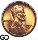 1955-S Lincoln Cent Wheat Penny, Brilliant RED, Solid Gem BU++ RD