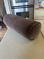 Lovely Chocolate Brown Velvet Bolster Pillow 18 1/2 X 7
