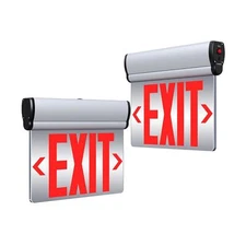 Led Edge-Lit Exit Sign ,Brushed Aluminum Housing Double-Sided Mirrored Rotati...