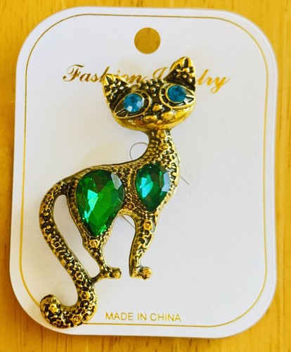 Adorable vintage style cat brooch beautiful sparkle Women Fashion Jewelry Pin - Picture 6 of 7