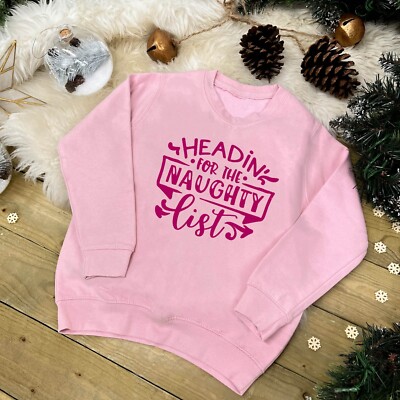 KINDER WEIHNACHTSPULLOVER: Freche Liste, Heiligabendgeschenk, Neuheit, Unisex, 1-13 Jahre