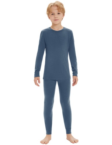 Conjunto de capa base térmica larga Johns 100 % lana merino para niños niñas niños - Imagen 9 de 58