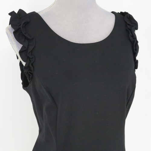 Talbots RSVP Dress Petites 12P Black Stretch Knit Sheath Zip Ruffles Sleeveless - Picture 6 of 14