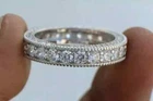 3Ctw Round Real Moissanite Full Eternity Wedding Band Ring 14K White Gold Plated