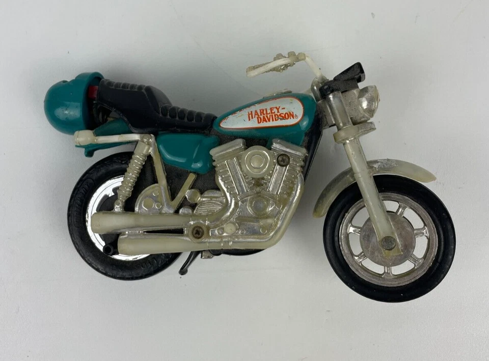 Harley Davidson Motorcycle Vintage 1981 BLUE Pull String 80s Toy MatchBox KIDCO Foto 2 de 4