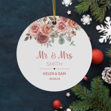 Personalized Mr and Mrs Christmas Ornament Custom Wedding Gift First Christmas