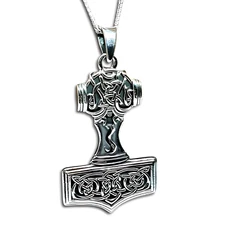 Thors Hammer Pendant 925 Sterling Silver Chain Mjolnir Norse Jewellery & Boxed