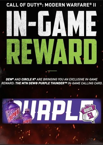 Call Of Duty Modern Warfare II 2 MW2 Purple Thunder Circle K Calling 