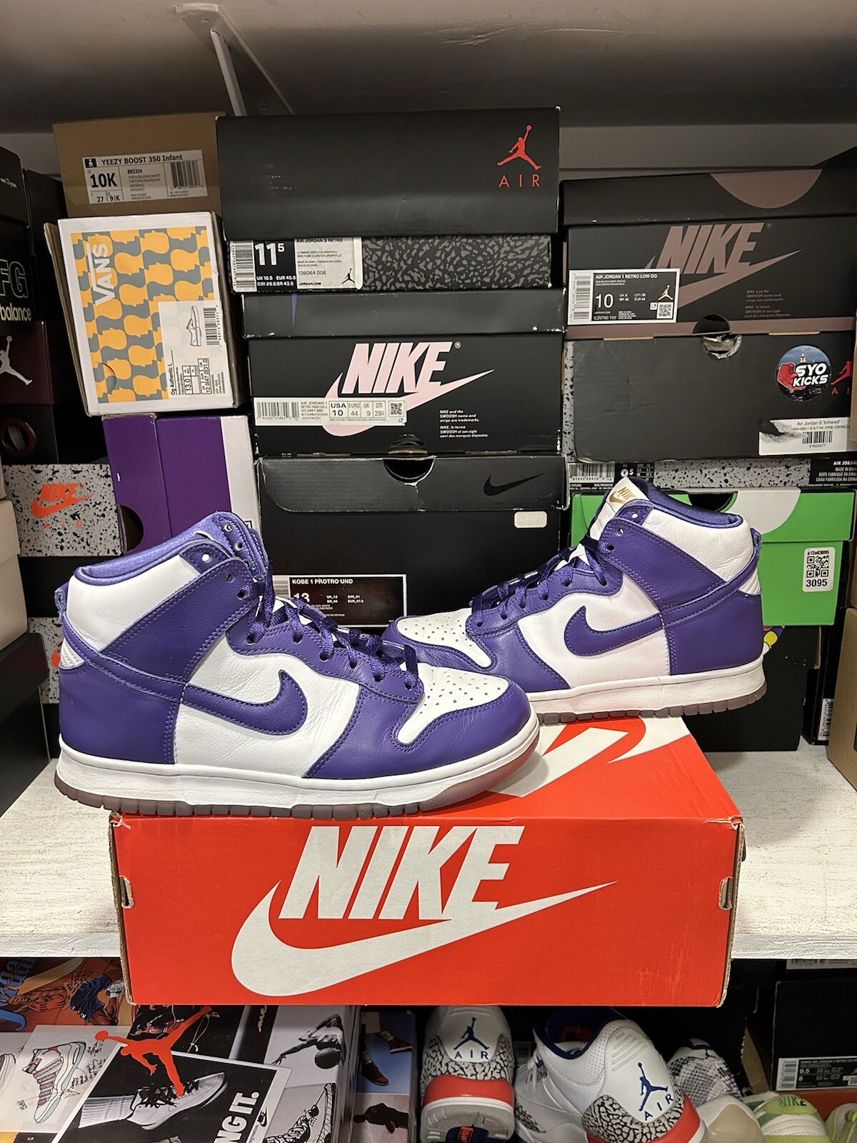 Size 8M/9.5W- Nike Dunk High Varsity Purple W