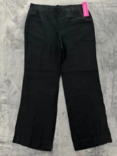 Lilly Pulitzer Palazzo Pants Womens XL Black Deri Linen Wide Leg Elastic Waist