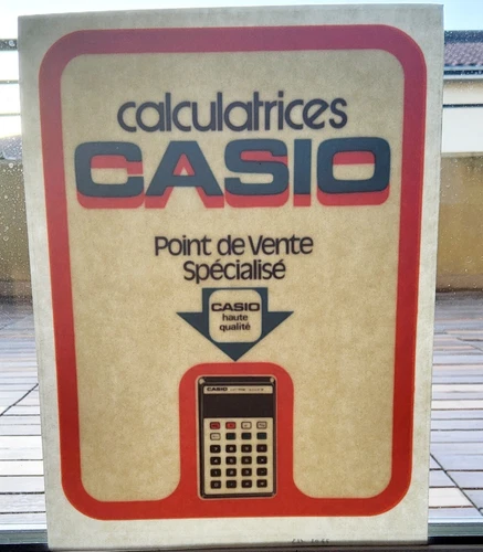 Calculatrice Casio Memory autocollant publicitaire vitrine vintage sticker 1974