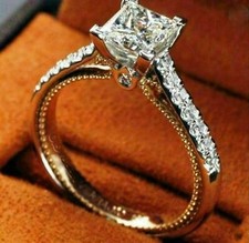 2Ct Princess Cut Diamond Simulated Women Anniversary Ring 14K White Gold Size 8