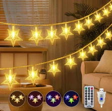 Ollny Star String Lights 49FT 100LED USB Lights, 11 Modes Color Changing Waterpr