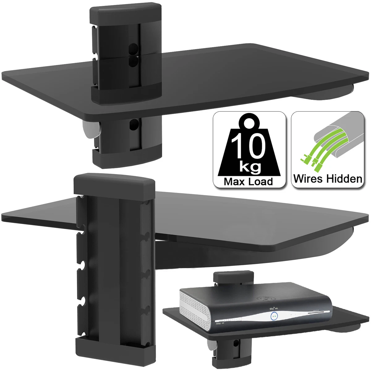Glass tv shelves wall mount online