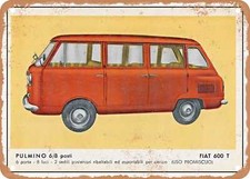 INSEGNA IN METALLO - 1962 Moretti minibus Fiat 600T pubblicità d'epoca