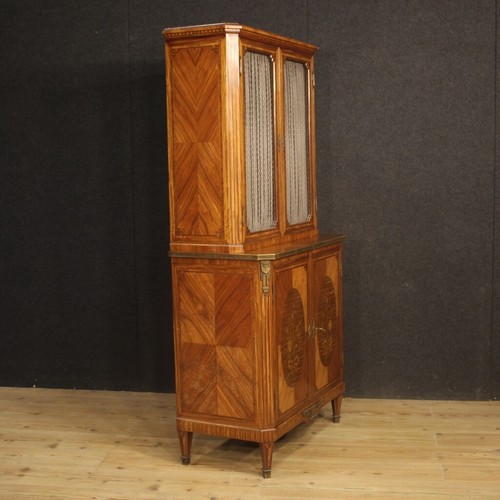 Sideboard bookcase furniture cabinet in wood vitrine inlaid commode 4 doors 900 - Picture 10 of 12