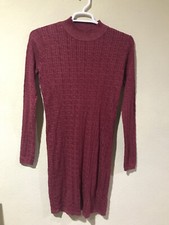 Abercrombie & Fitch Long Sleeve Mock Neck Sweater Dress Cable Knit Sz M t4