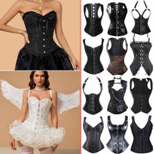 Women Sexy Burlesque Bustier Basque Corset Lingerie Steampunk Custome S-6XL UK