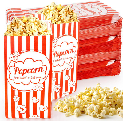 100PCS Popcorn Bags Individual Servings -  Disposable Paper Popcorn Bags Party P