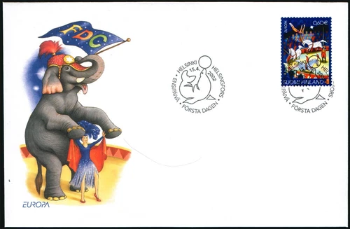 Finland FDC 2002 Europe Stamp, Circus, Elephant, Mint