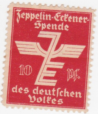 DEUTSCHLAND: Zeppelin Erfener Deutsche Volksspende Etikett Vignette.10pf.
