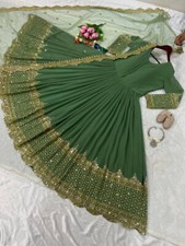 PRESENTING GREEN HEAVY FAUX GEORGETTE GOWN WITH NET DUPATTA FOR WEDDING