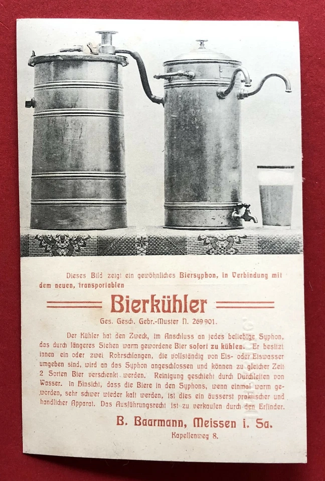 Reklame AK MEISSEN um 1906 Bierkühler von B. Baarmann   ( 71273 - Bild 1 von 2