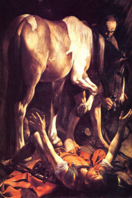 CONVERSION ON THE WAY TO DAMASCUS HORSE ITALIAN PAINTING BY CARAVAGGIO REPRO 
