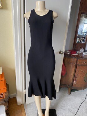 MILLY Black High Low Mid Thigh Cocktail Dress With Beige Lining