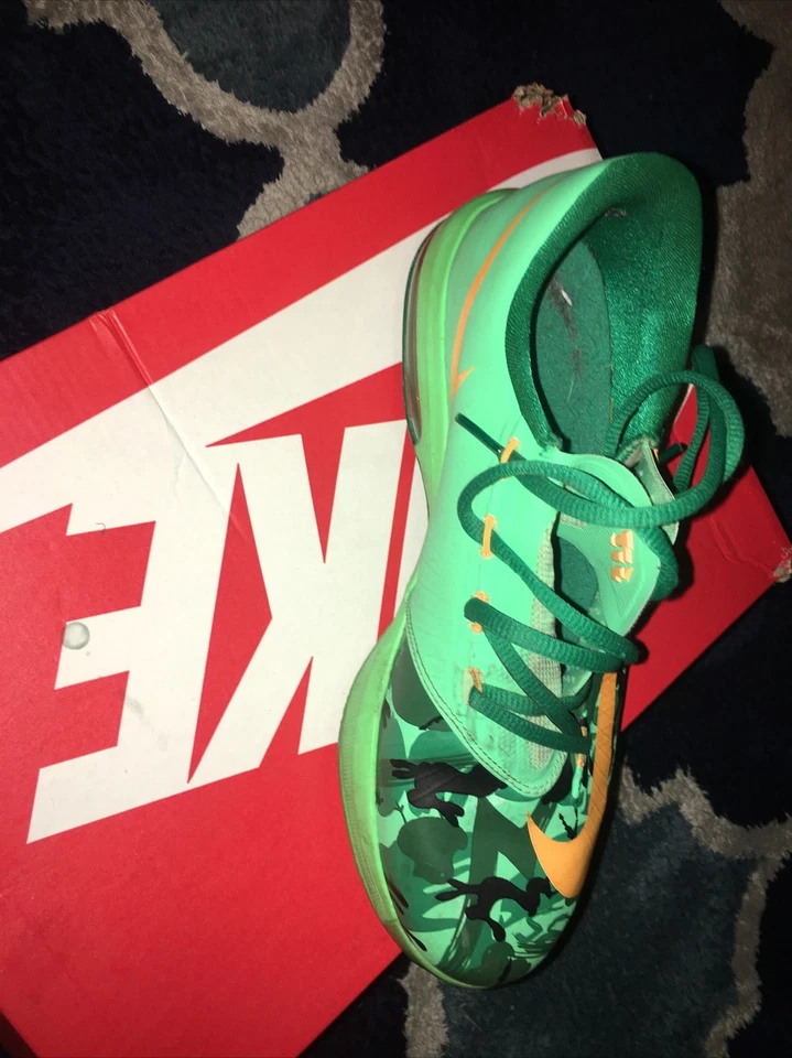 NIKE KD размер США 6 1/2 молодежи зеленый камуфляж и оранжевый - Изображение 4 из 4