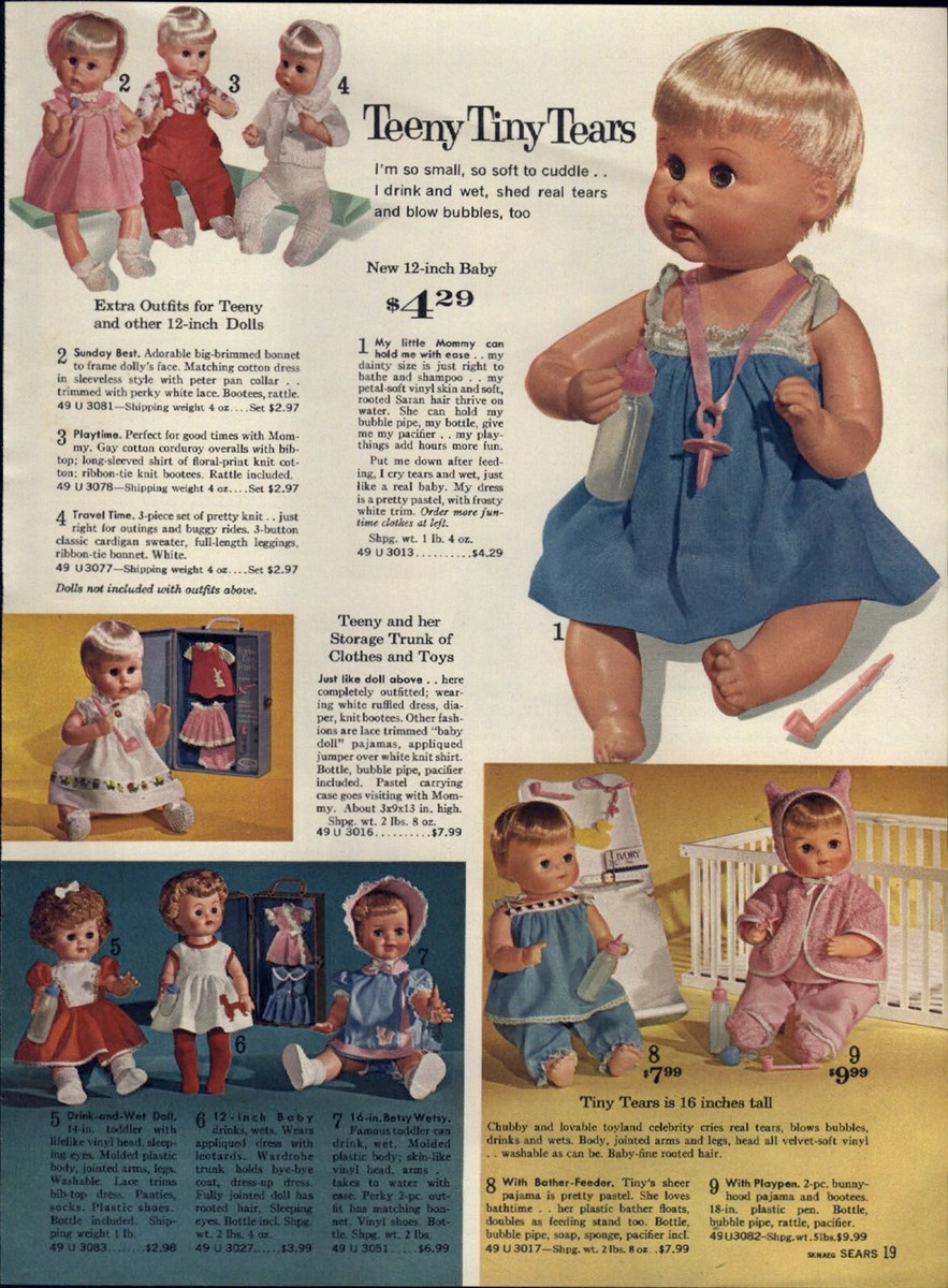 1964 PAPER AD COLOR Teeny Tiny Tears Doll Betsy Wetsy Baby Hansel