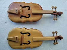 Pair Vtg Wooden Violins - 11" - for decoration, centerpieces
