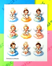 Baby Angels On Colorful Clouds Sticker Sheet