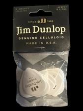 Dunlop 483P01 Genuine Celluloid X - Heavy 12 pack White - Guitar Picks