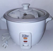 6 Cup Electric Rice Cooker w Glass Lid - Elite by Maxi-Matic - Open Box/Not Used