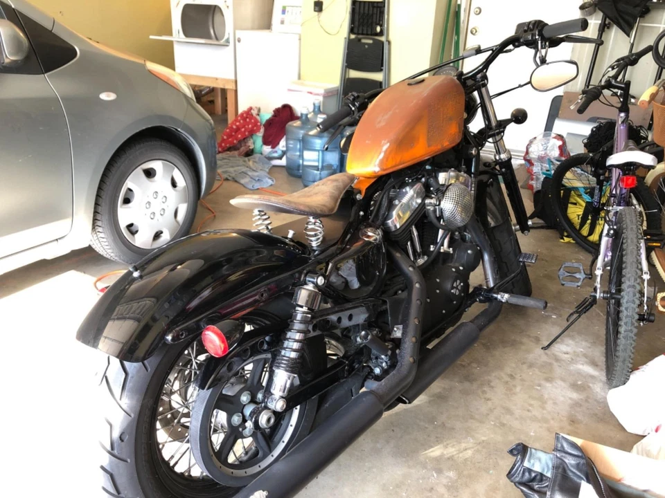 For Harley XL Sportster 1200 883 48 Bobber Motorcycle Spring Solo Seat Saddle US - Image 2 of 4